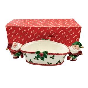 FITZ & FLOYD Cranberry Bowl - Old World Elf